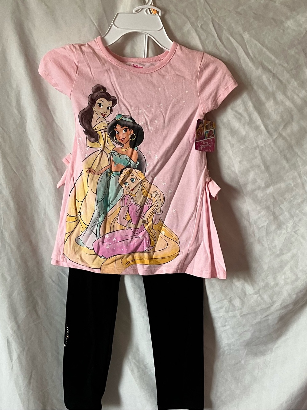 Disney Princess 2-piece Outfit Set Girls Size 6X Pink Tunic &Black Leggings NWT